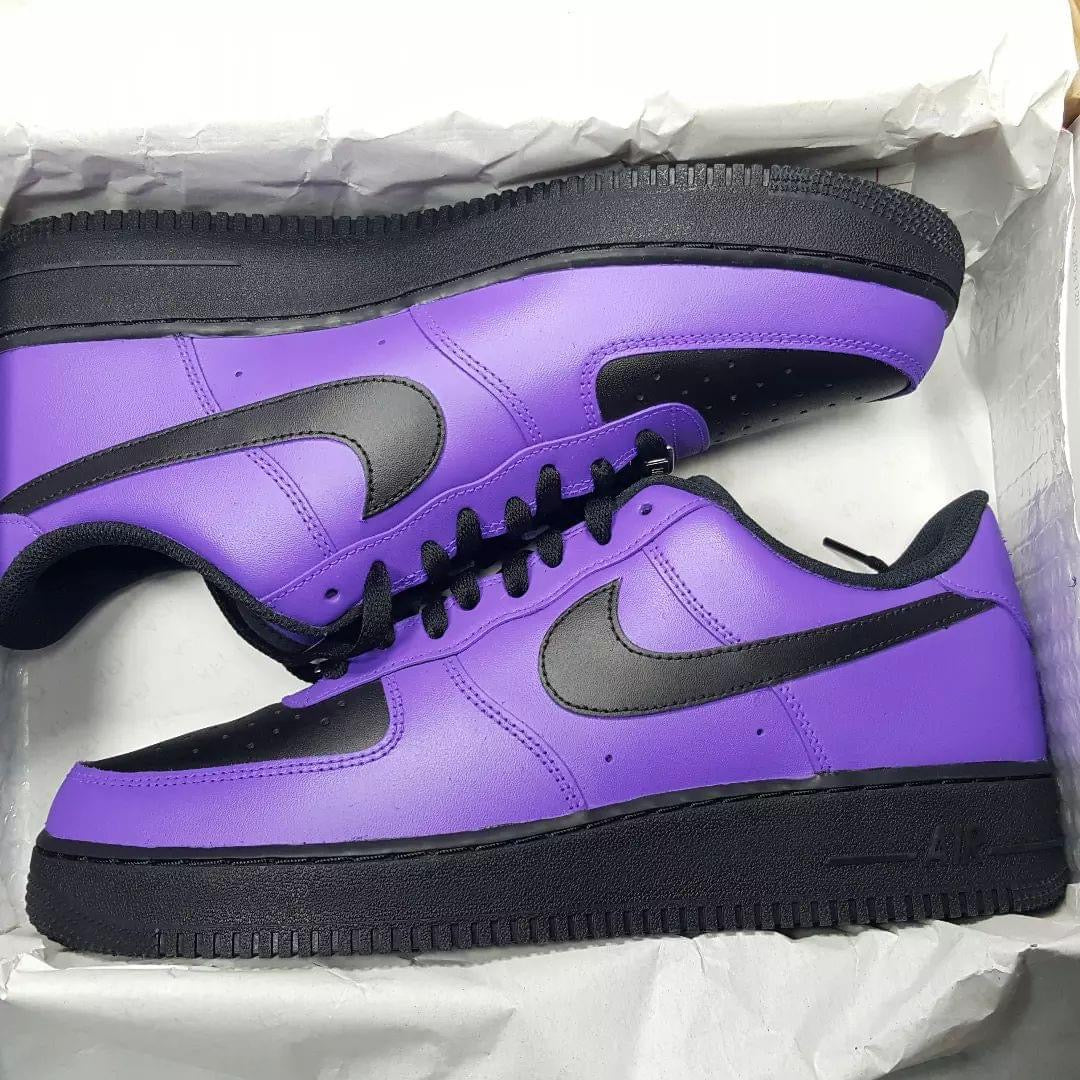 Air Force 1 Black n Purple Custom Sneakers