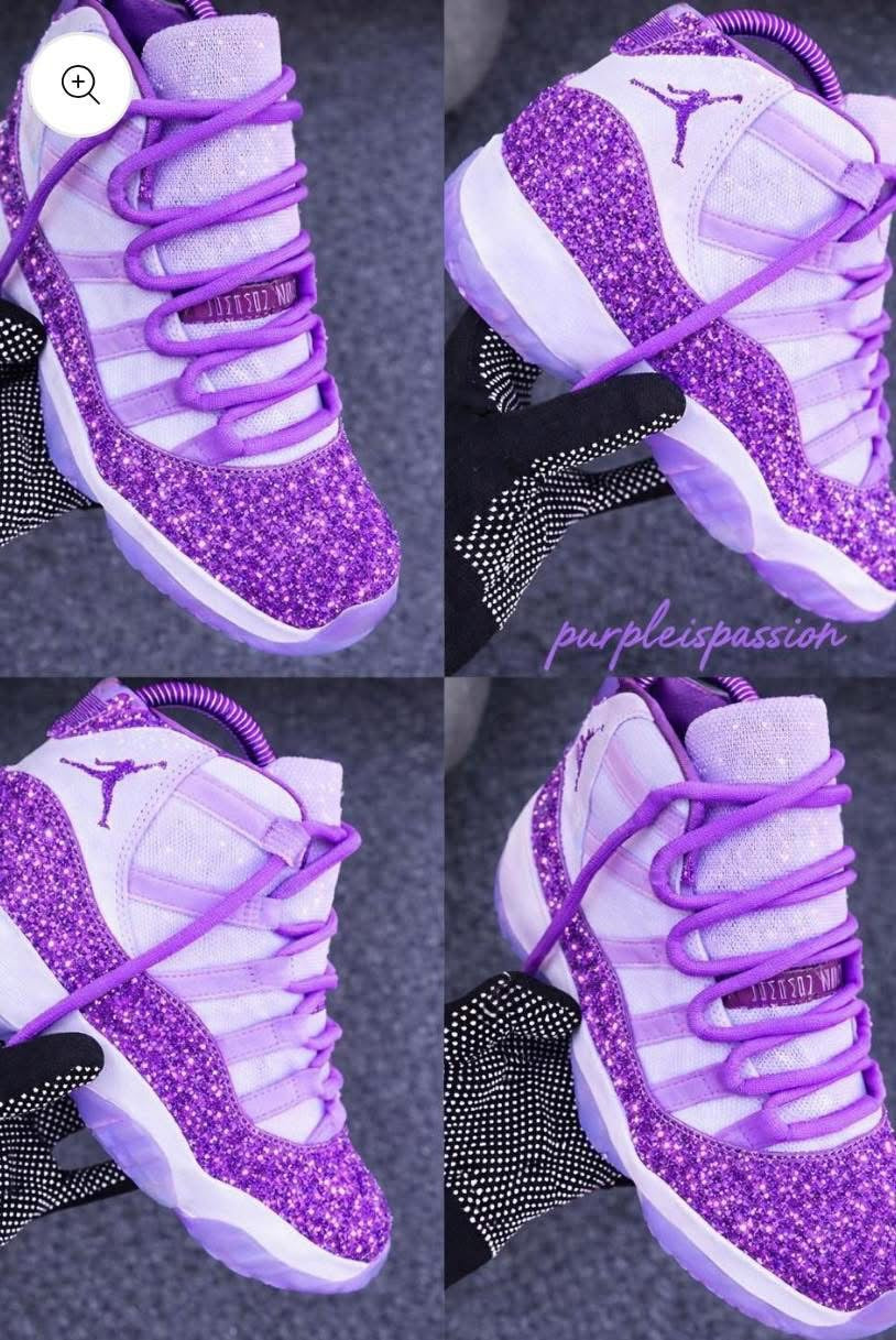 Sparkling Purple Glitter High-Top Basketball Sneakers with Icy Translucent Sole 👟💜✨