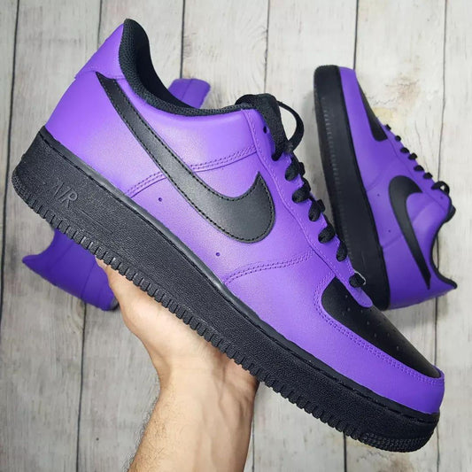 Air Force 1 Black n Purple Custom Sneakers
