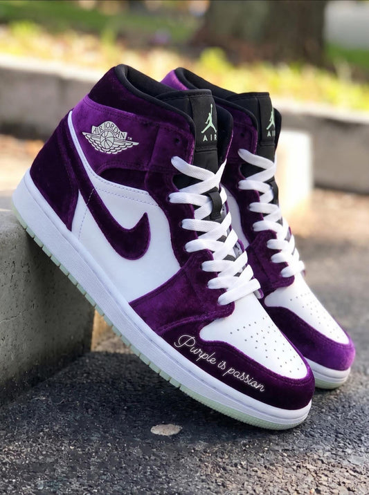 Premium Purple High-Top Basketball Sneakers with Neon Glow Sole 👟💜✨