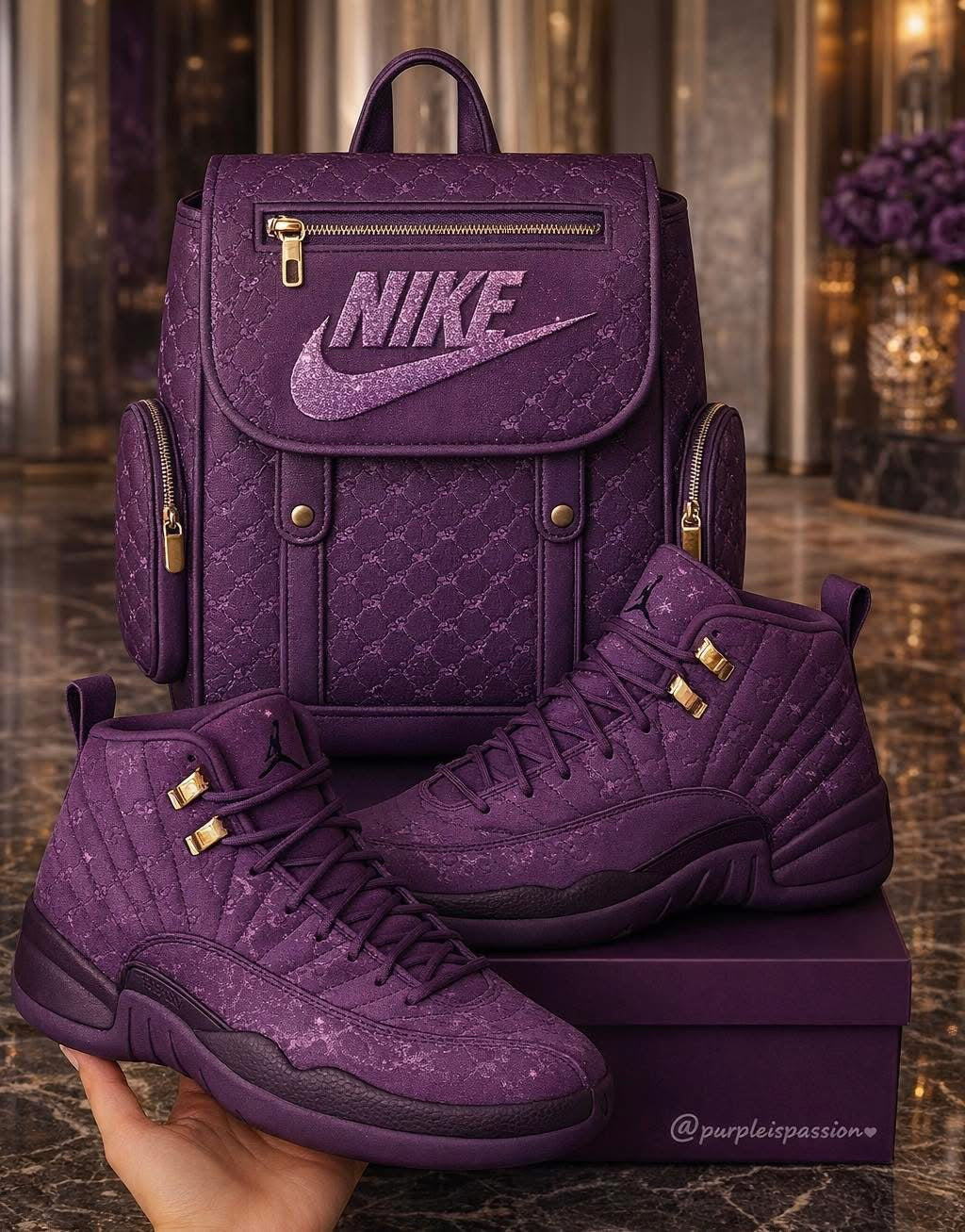 Royal Amethyst Quilted High-Top Sneaker & Backpack Set